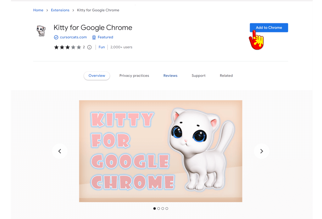 Add to Chrome button on Chrome Web Store